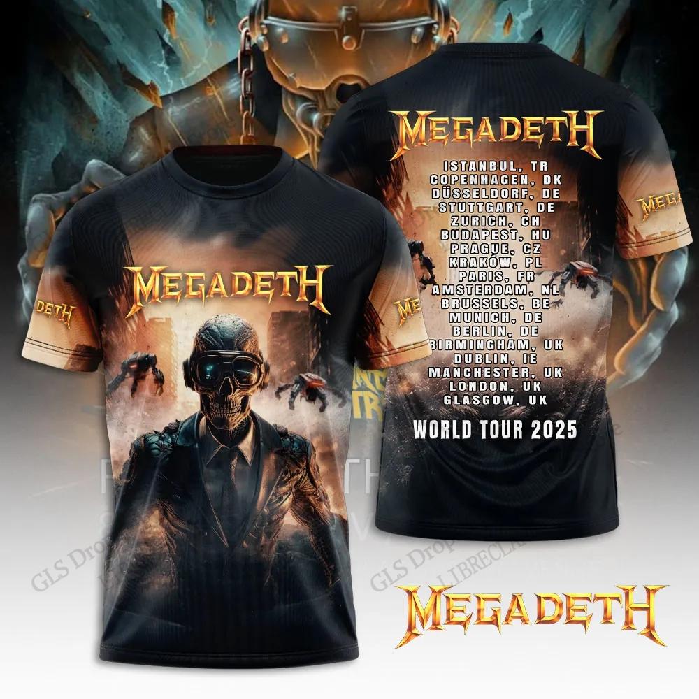 Band Rock Heavy Metal Megadeth Stampa 3D Creativo Hip-hop Fresco Top Estivo Uomo Casual Moda Manica Corta Girocollo Abbigliamento