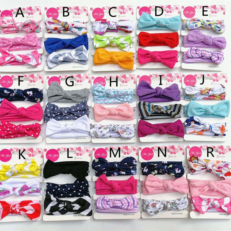 European & American Kids' Rabbit Ears Headband Set: 3-Piece Infant Bow Hair Accessories for Boys & Girls