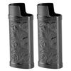 2pcs Retro Lighter Case Compact 3D Floral Stamped Engraving Zinc Alloy Protective Case Cover