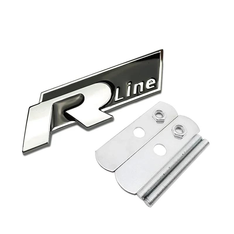 1Pc Metal Rline Emblem Car Front Grille Badge Rear Trunk Sticker for BORA CC GOLF JETTA MK4 PASSAT Polo SR32 Lavida