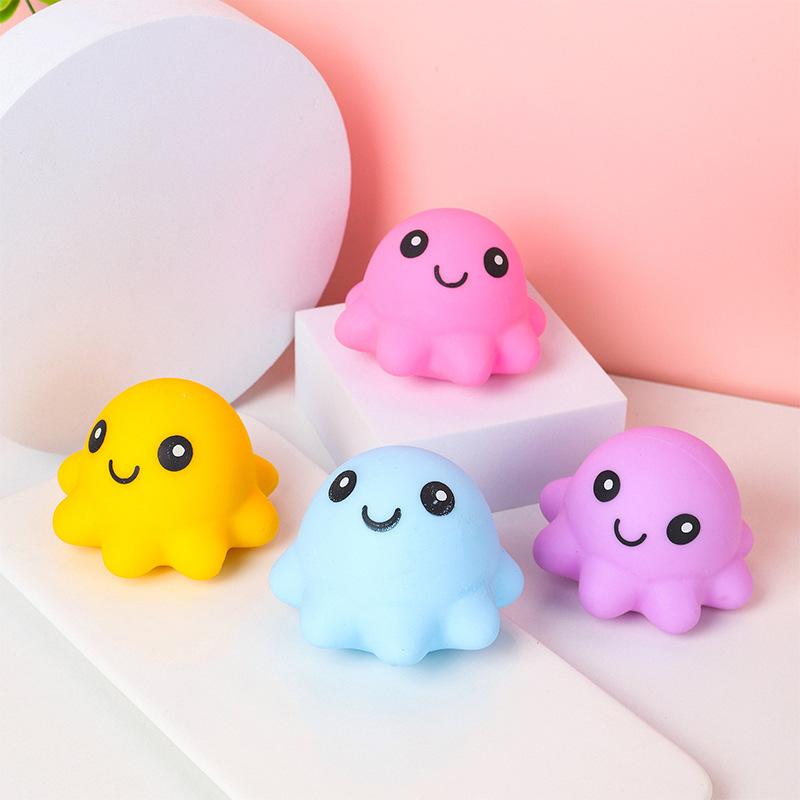 Kawaii Colorful Octopus Cure Stress Decompression Vent Girl Kids Toy Tpr Fidgeting Toy Stress Ball Party Game Birthday Present