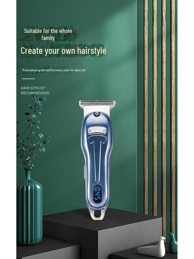 All-Metal Rechargeable Electric Hair Clipper with LCD Display