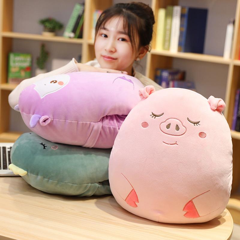 Hot Lovely Cartoon Animal Dinosaur Unicorn Mouse Monkey Plush Toys Stuffed Soft Warm Hand Pillow Blanket Children Birthday Gift