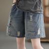 Women's Summer Denim Wide-Leg High-Waist A-Line Shorts, Plus Size, Five-Point Length