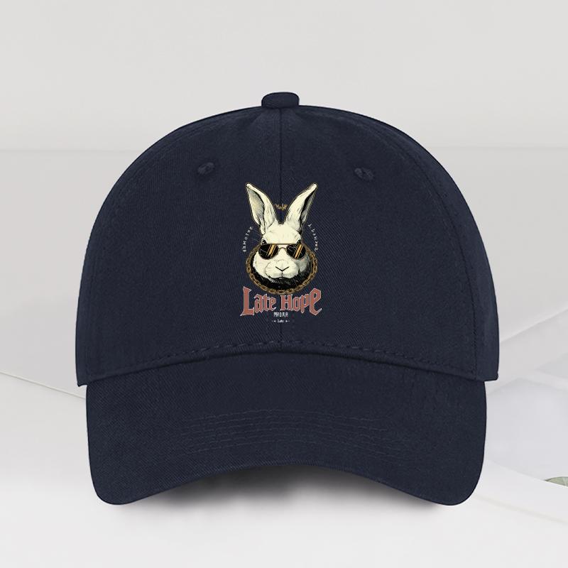 “Late Hare” Cute Bunny Baseball Cap Playful Retro Style Perfect For Daily Commutes & Outdoor Walks Animal Lovers & Holiday Gifts