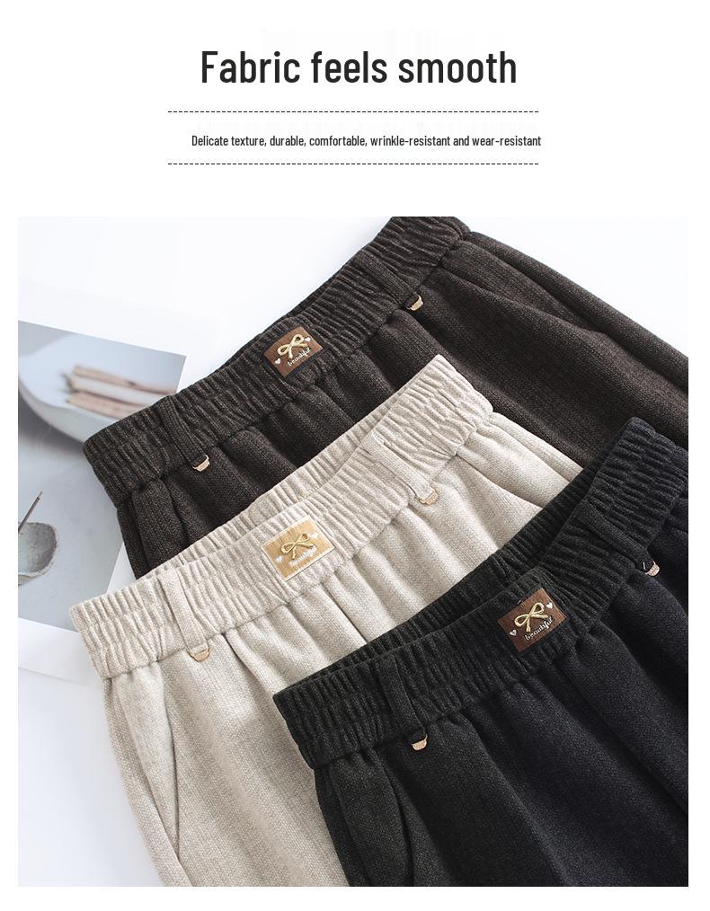 Women's Casual Thick Straight-Leg Pants for Spring, Autumn, and Winter - Suitable for Middle-Aged and Elderly