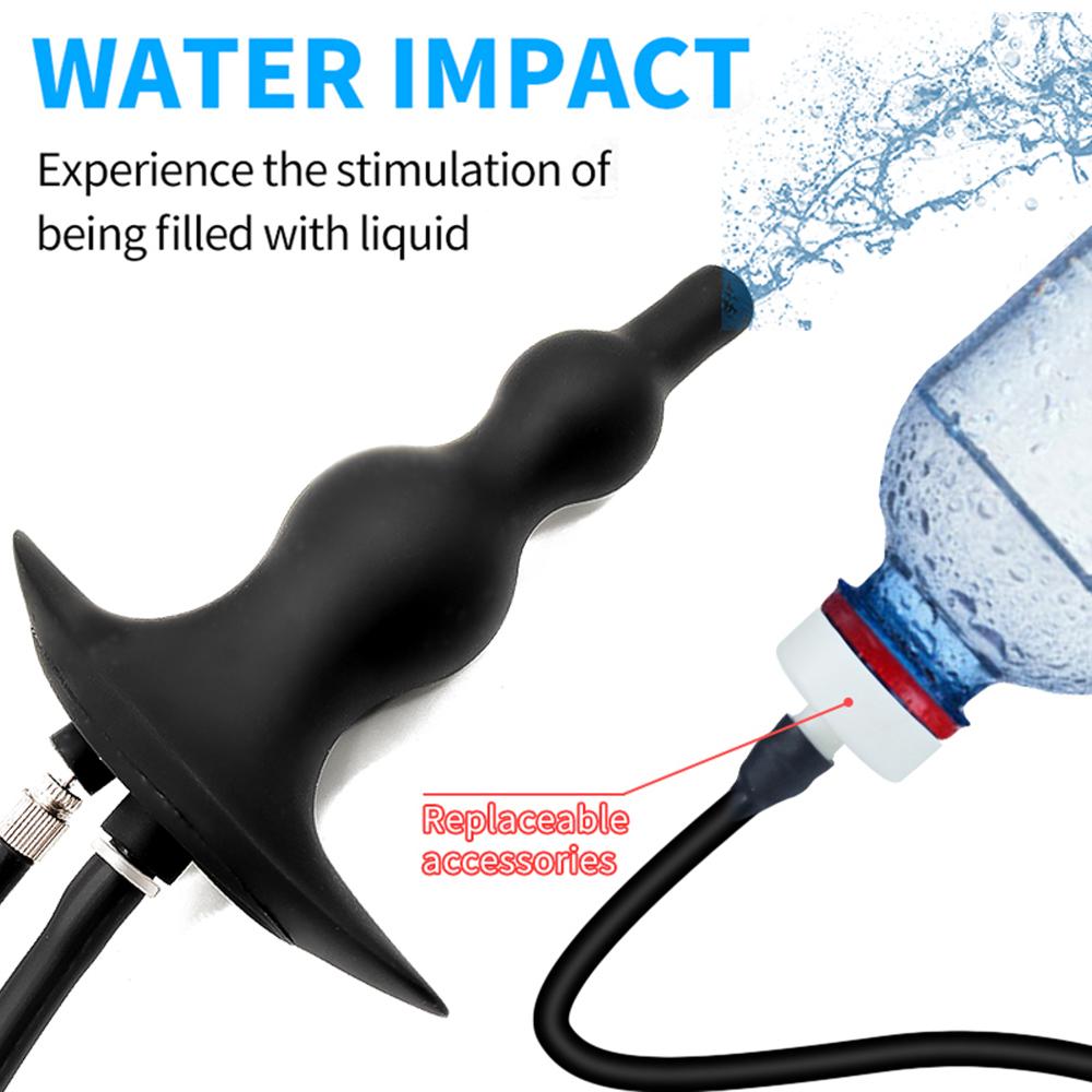 Water Spray Inflatable Anal Plug Anal Enema Cleaner Anal Expander Rear Court Pull Bead Anal Plug Adult SM Alternative Sex