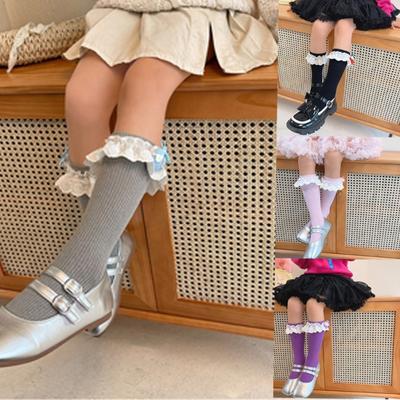 Lovely Embroidered Lace Socks for Girls Comfortable In Tube Socks Fashionable Socks for School Activities and Daily
