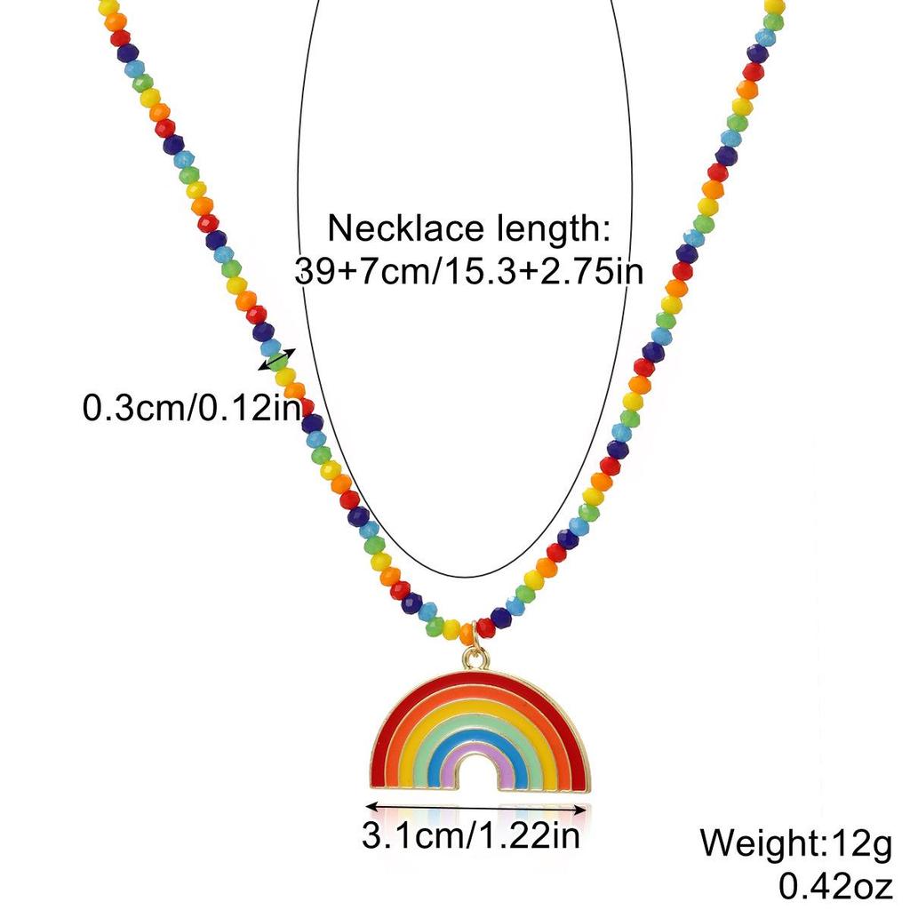 Rainbow Crystal Friendship Multi-Layer Necklace for Couples