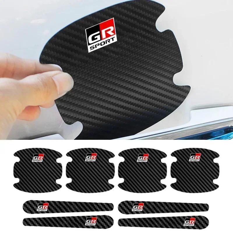 Car Anti Scratch Stickers For Toyota GR Gazoo Sport Door Handle Carbon Fiber Protector Handle Protection Film Styling Accessorie