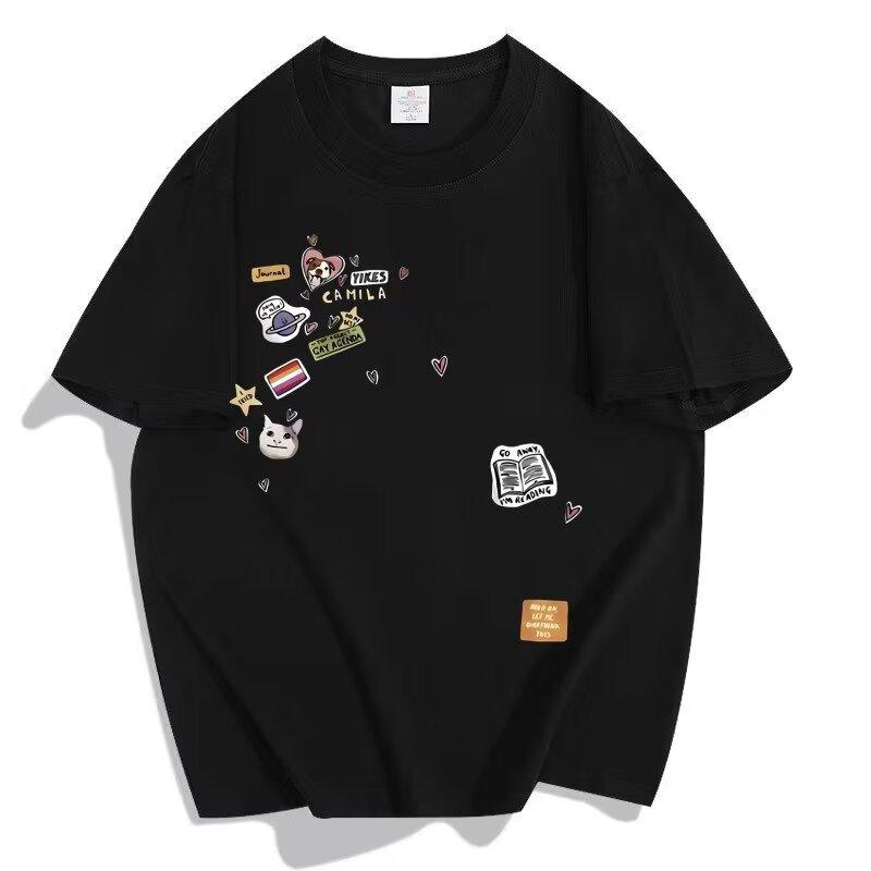 

Design Sense Cartoon American Retro Short Sleeve Unisex Summer Trendy Brand INS Heavyweight T-Shirt Trendy High-End Clothing BF 5XL білий