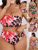 European & American Plus Size Bandeau Bikini: High-Waisted, Sexy, Two-Piece Swimwear for Women