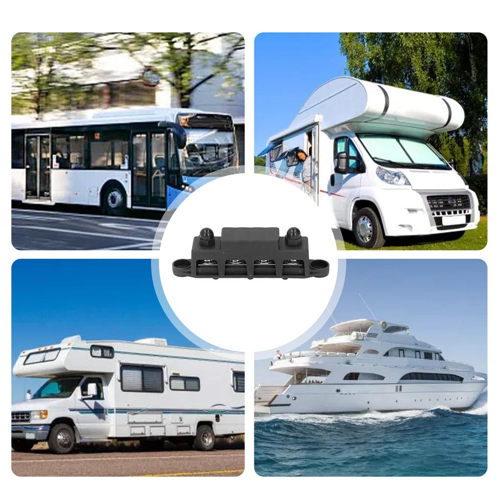 4 Position Bus Bar M10 Studs Power Distribution Block for Automobile RV Yacht 48V  250A