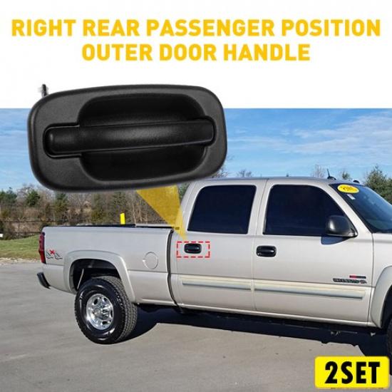 2Set Rear Passenger Side Exterior Door Handle For 2004-2006 Chevrolet Silverado