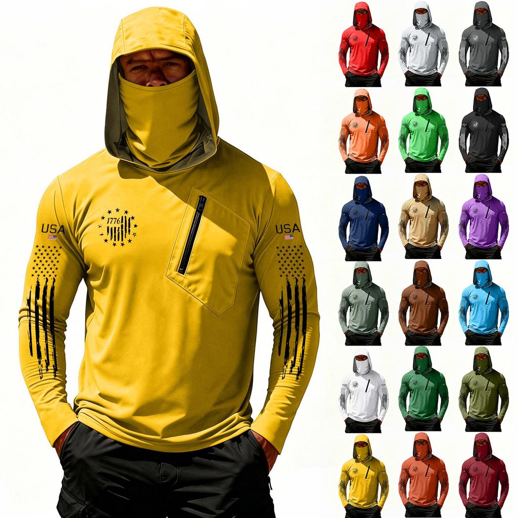 Herren Casual Kapuzen-Langarm-Sonnenschutz-Oberteil