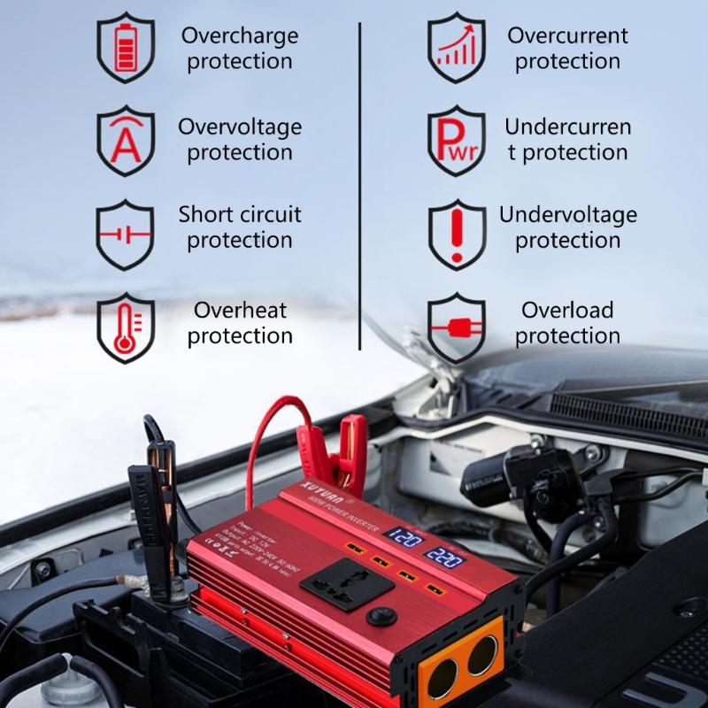 12V 24V To 220V Power Inverter 4 USB Car Voltage TransformerPower Inverter