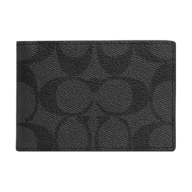 

Coach Billfold Wallet 10 Classic Monogram Folded Solid Color Simple Fashion Card Slot ID Holder Coated Canvas With Calfskin Unisex Wallet CM166-QBMI5 Basic Set (Bag+Dust Bag)