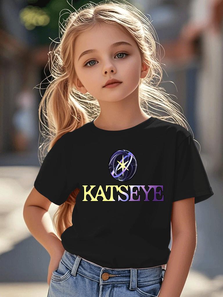 KATSEYE logo printed T-shirt for summer casual short sleeved top suitable for daily wear by boys and girls