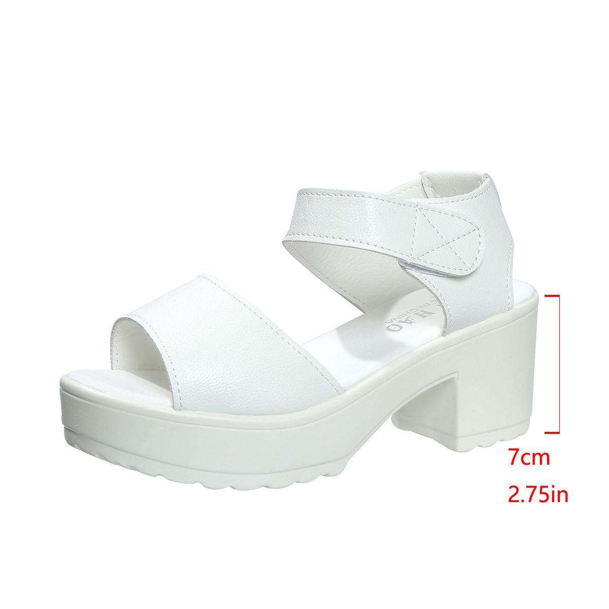 

Весна и лето европейские и американские босоножки на высоком каблуке большого размера с застежкой-липучкой женские новые толстые каблуки односложные толстые подошвы модные рыбий рот 45 белый