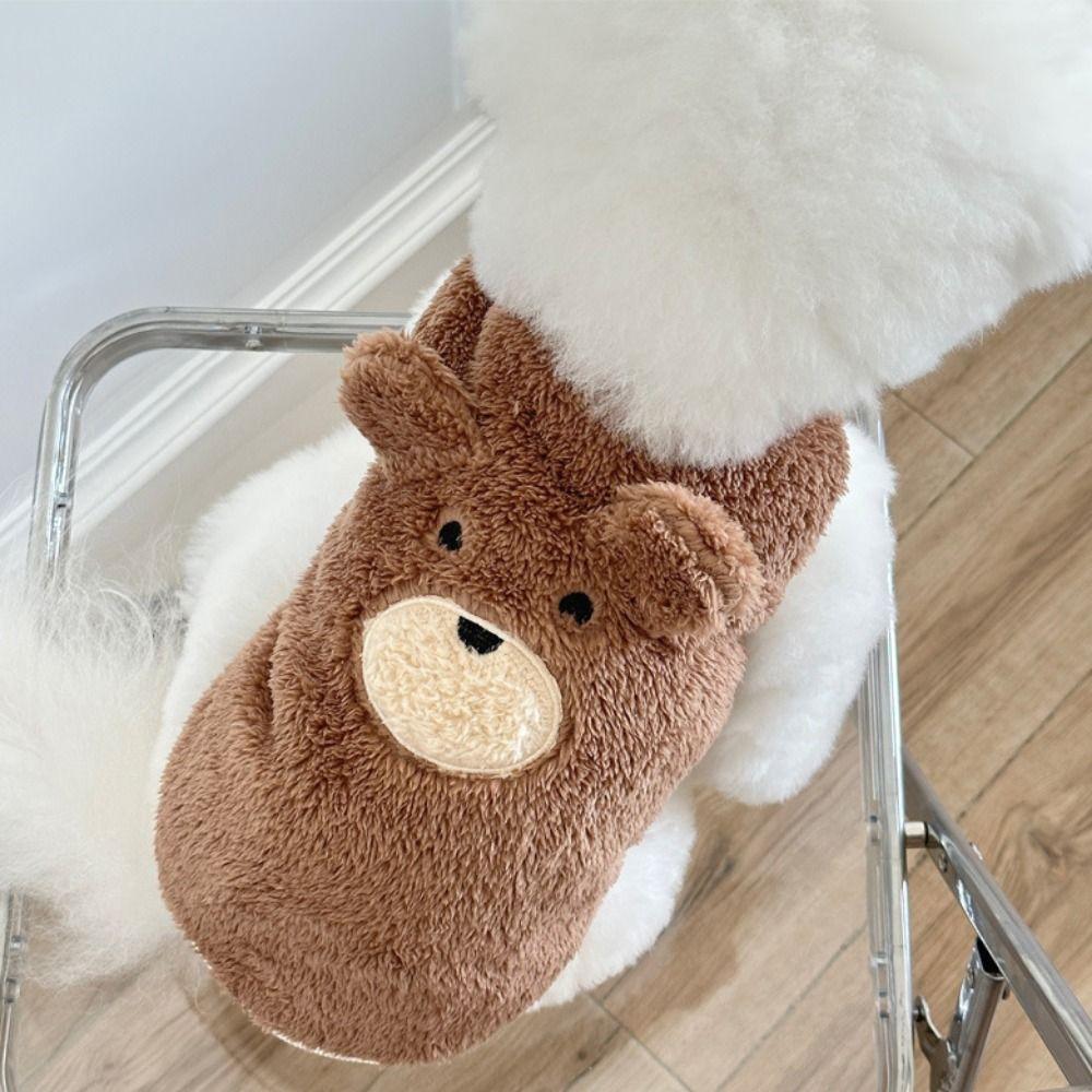 Polyester Dog Winter Coat Cute Puppy Bear Sweater Dog Pullover Plush Teddy Bear Vest  Indoor