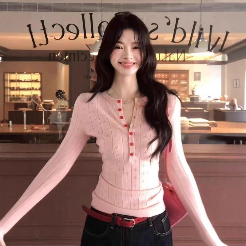 Sweet Hollow-Out Long-Sleeve Top for Women, New Autumn and Winter Model, Unique and Stunning, Elegant Casual Slim-Fit Slimming Knit Sweater