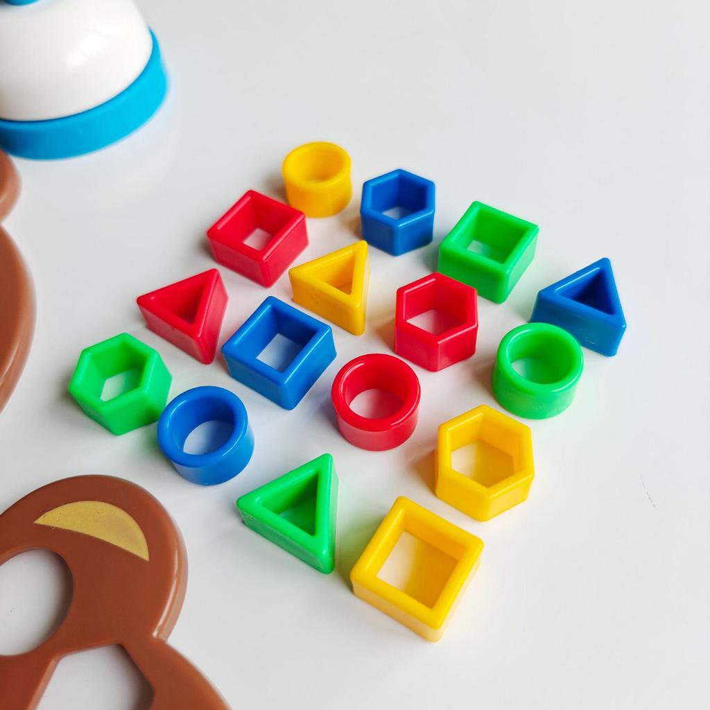 Mini Teddy Bear Children's Geometric Shapes Building Blocks for Early Education and Montessori Development Game