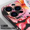 For iPhone 17 Pro Max Case Pink Cartoon Floral Pattern Soft Silicone Lanyard Cover For iPhone 16 Pro Max Cover iPhone 15 14 13 12 11 16E Air