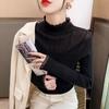 High Neck Sweater for Women Slim Fit Autumn and Winter Women's Clothing Long Sleeved Lace Temperament Ladylike Base Sweater Pullover
