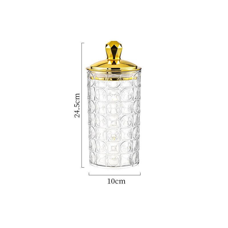 1PC Multifunctional Storage Tank Light Retro Pattern Transparent Sealed Jar Luxury Golden Lid Candy Coffee Bean Storing Jar