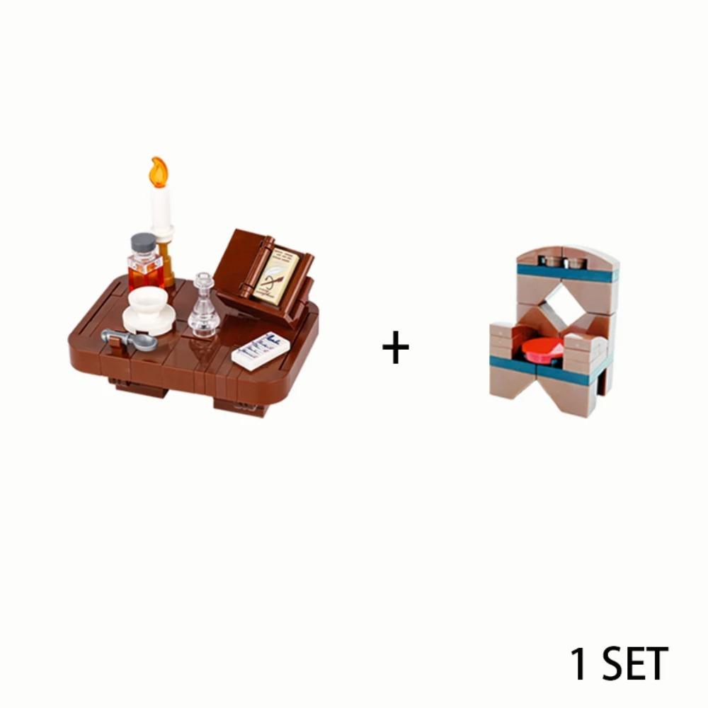 Medieval Witch Hut Building Blocks MOC Mode Magic Potion Bottle  Witch's Kitchen Cartography table Toys Brick Gift
