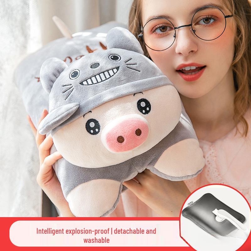 Rechargeable Plush Hot Water Bottle Hand Warmer - Cute Explosion-Proof Design for Baby Girls, Winter Use.