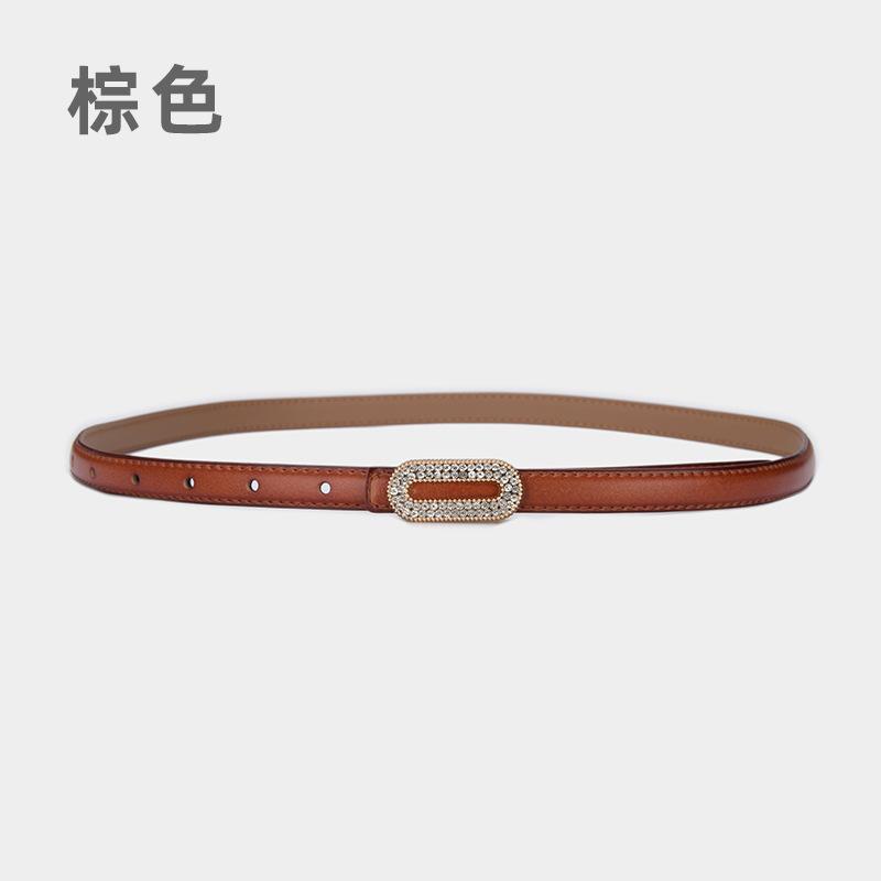 

Четыре сезона в наличии новый ремень из натуральной кожи со стразами для женщин, модный универсальный двухслойный тонкий ремень из воловьей кожи с ремнем для платья и джинсов 105cm
