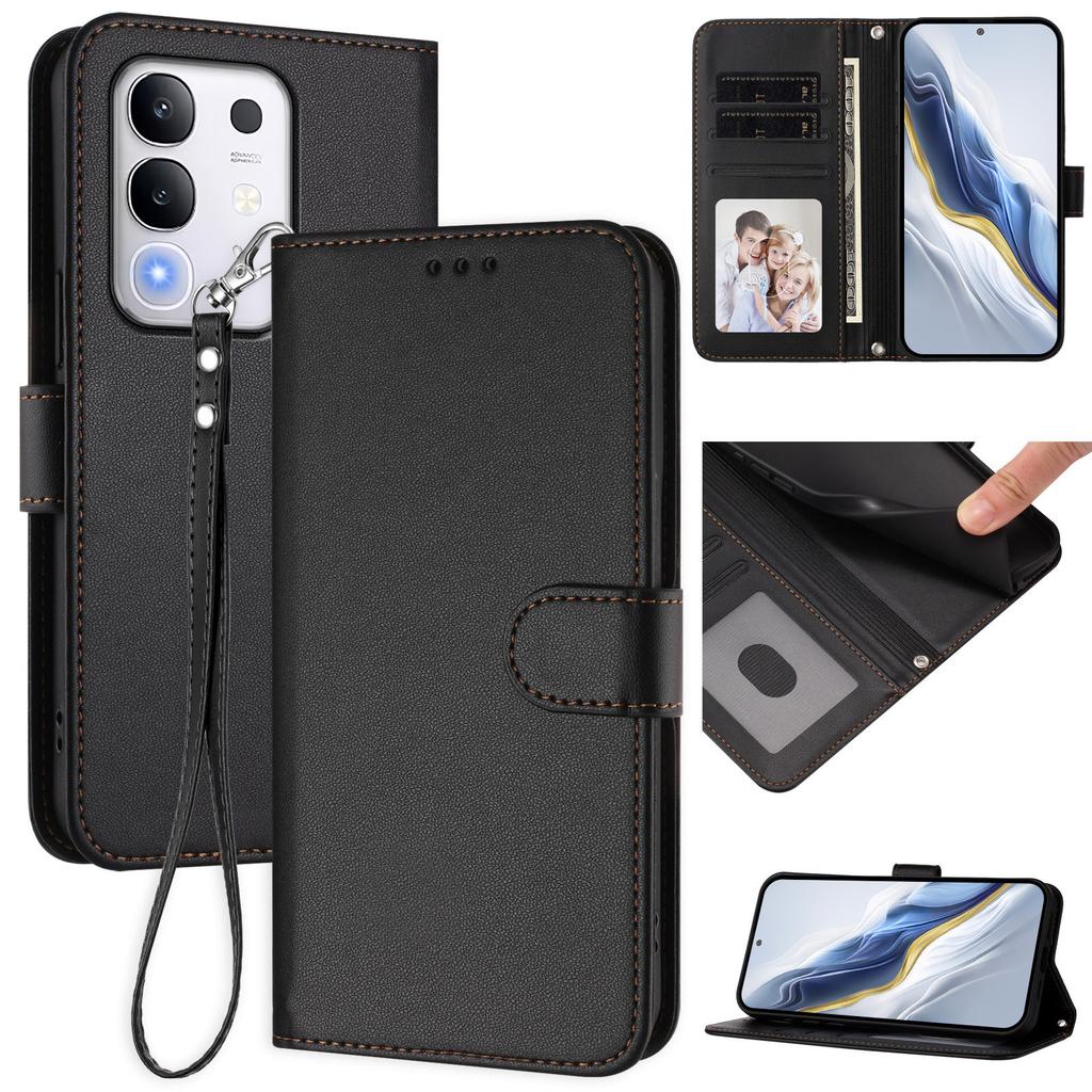 For vivo T4x 5G/vivo Y300t 5G/vivo iQOO Z10x 5G/vivo Y29 4G Leather Case Wallet Stand Phone Cover with Wrist Strap