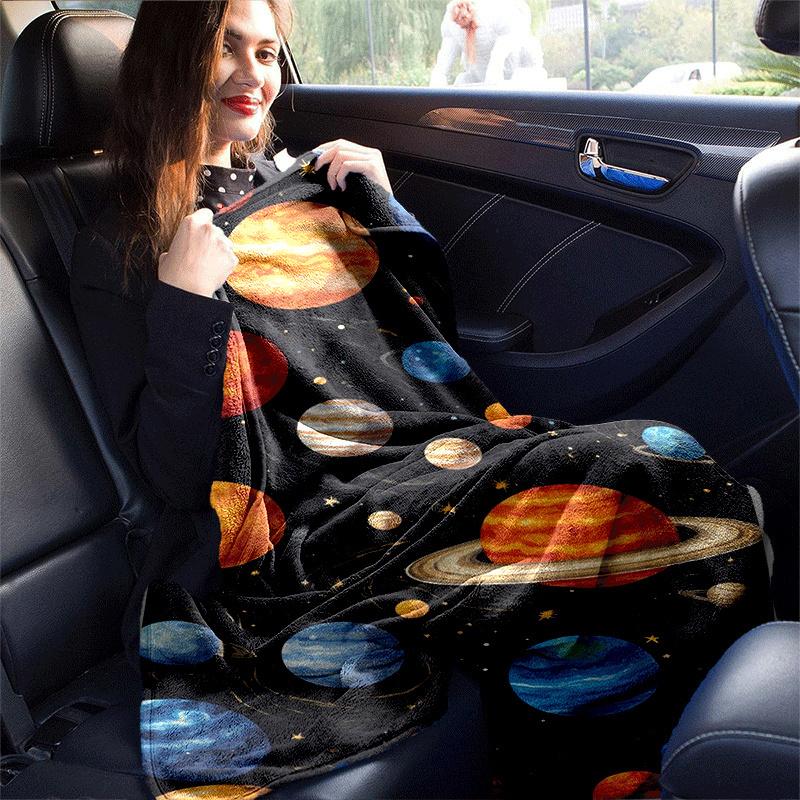 1pc Planet Printing Lightweight Flannel Blanket, Comfortable and Warm Blanket, for Camping Sofa Bed and Couch Office, Suitable for Gift Blank
