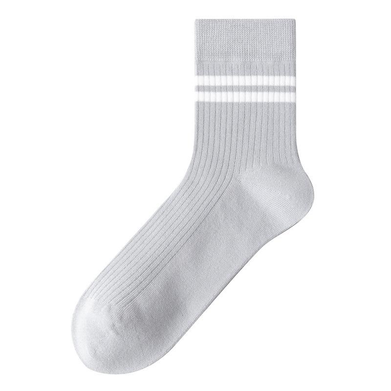 Men's Autumn and Winter Pure Cotton Striped Mid-calf Socks Boneless Long Socks Spring and Autumn Trend All-cotton Long Calf Socks Trend