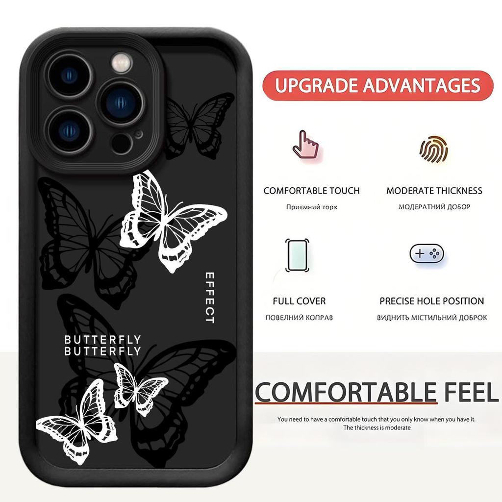 Black & White Butterfly Diamond Sand iPhone 15/16/17 Groove Case