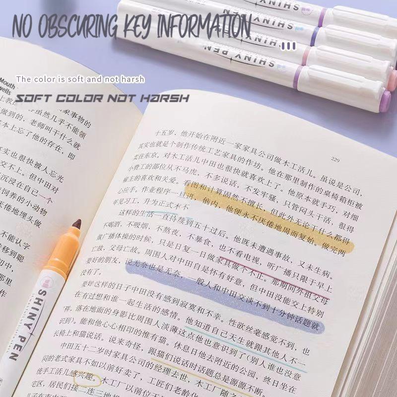 4 Colors/Set Glitter Highlighters Pen Fine Flash Marker Pen Painting Maker For Scrapbook Diary Journal Student Stationery Supply