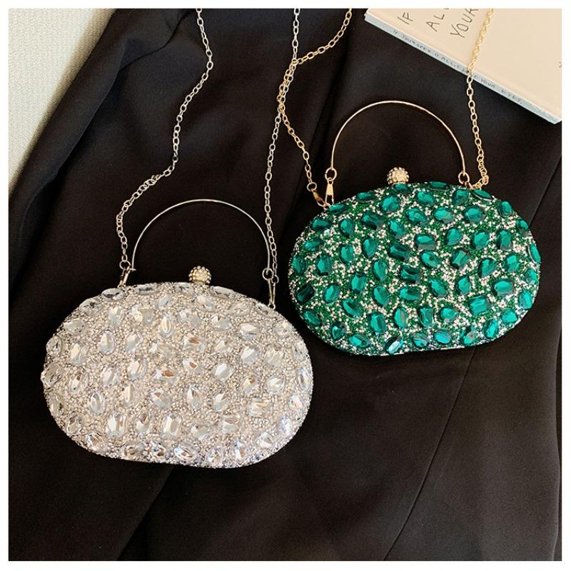Nuevo bolso de cena incrustado de diamantes Bolso de mano de moda para banquetes para mujer Bolso pequeño para vestido Bolso bandolera de hombro totalmente de diamantes
