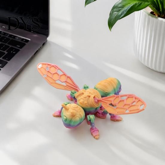 Articulated Robot Action Figure 3D Printed Mechanical Bee Figurine, Insect Ornament, Movable Joints Cool Futuristic Desk Decor Desktop Display,