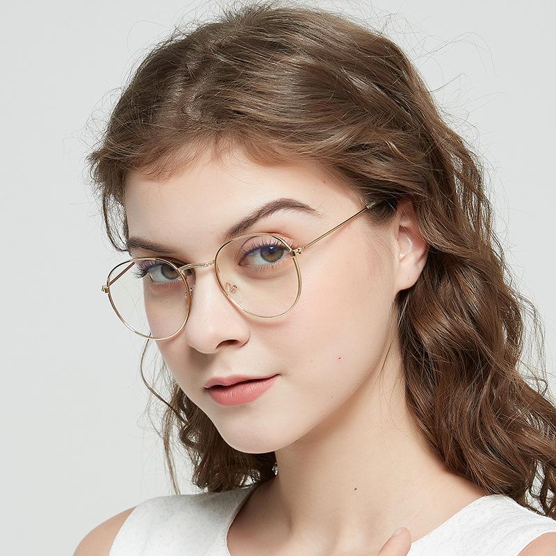 Exquisite Sweet Round Metal Glasses Women Men Fashion Luxury Eyewear Daily Leisure Female Male Blue Light Blocking Glasses