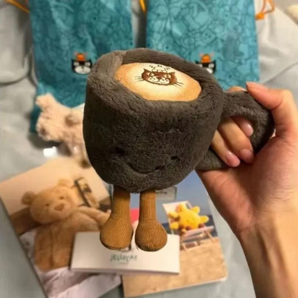 10cm Gelé Katt Morsom Kaffekopp Kawaii Furry Plysjleker Beroligende Søvn Plysjdukke Søt Overraskelsesgave til Gutter Jenter Hjemmedekor