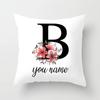 Personalized Name Flower Letter Pillow Case Alphabet Print White Square Pillow Case Dust Cover Bedroom Party Decoration