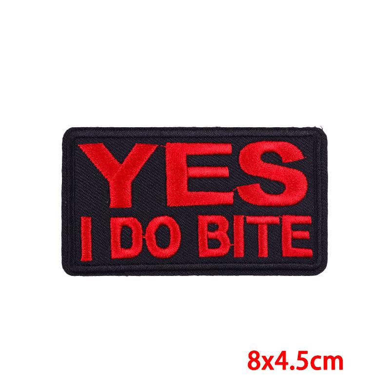 Ich beiße Warnaufnäher Haustier Hund Motorrad Biker Stickaufnäher Aufbügler für Kleidung