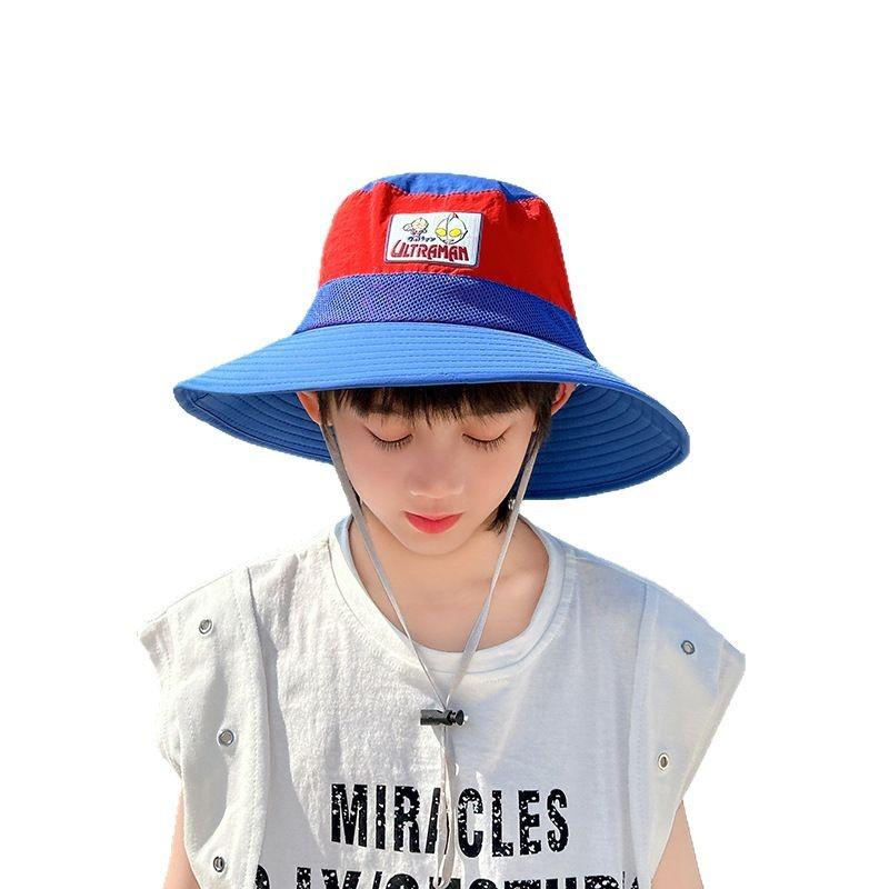 Children's Hat Spring and Summer Boy Handsome Ultraman Fisherman Hat Thin Quick Drying Sun Protection Sun Hat Breathable Beach Hat