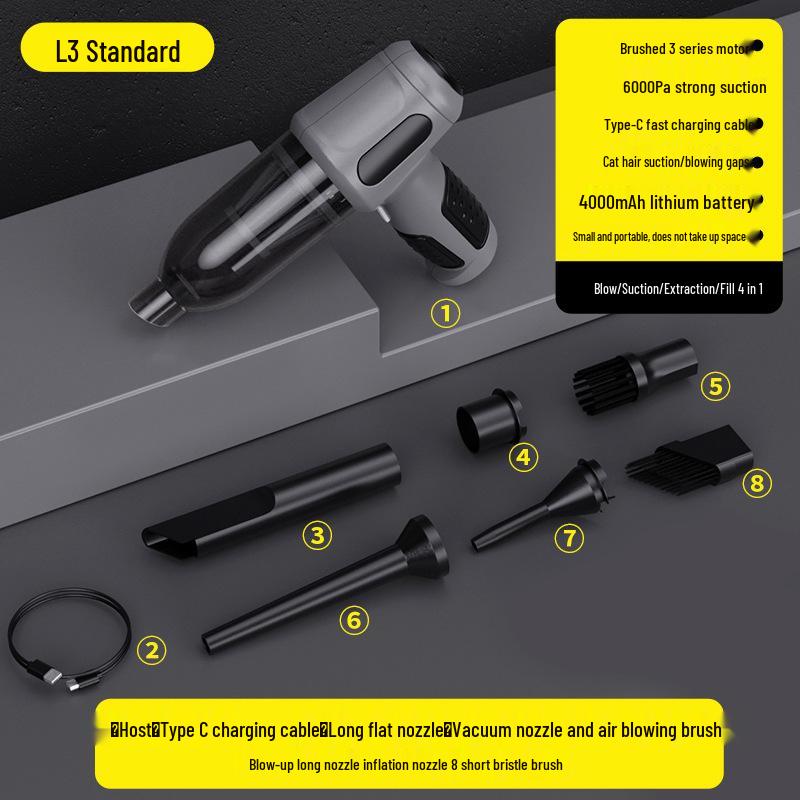 

Компактный беспроводной автомобильный пылесос двойного назначения со сверхмощным всасыванием и функцией выдува для дома и автомобиля