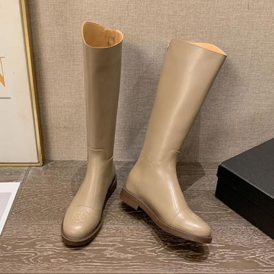 Botas de caballero 2025 nuevo estilo botas largas hasta la rodilla para mujer botas de cuero altas otoño botas medias botas sencillas para mujer