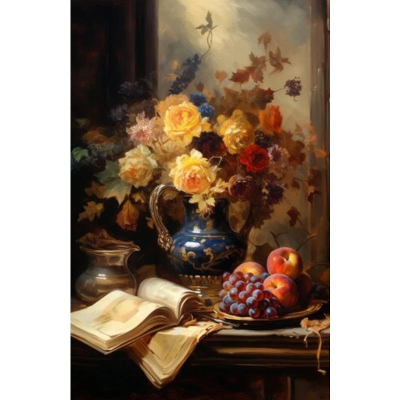 Dark Vintage Still Life Poster Prints For Living Room Home Decor Victorian Retro Flowers Fruits Picture Canvas Painting Wall Art