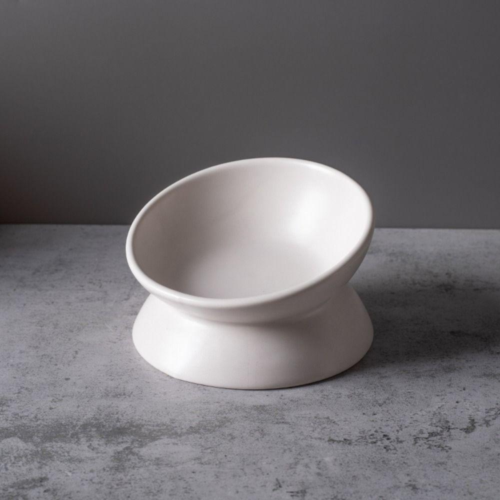 New Ceramic Raised Cat Bowl Elevated Solid Color Pet Water Bowls Tilted Large Diameter Dog Food Bowl Cat Accessories