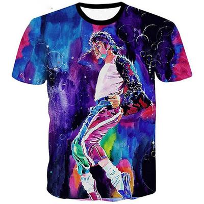 Moda de verão Michael Jackson cantor de hip-hop retrô legal casual masculino Harajuku streetwear manga curta