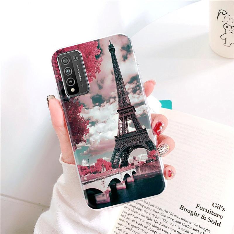 TIANCI Cover Per Huawei P Smart 2021 / Y7a – Custodia Antiurto In TPU Con Clip Metallica E Supporto – Marrone
